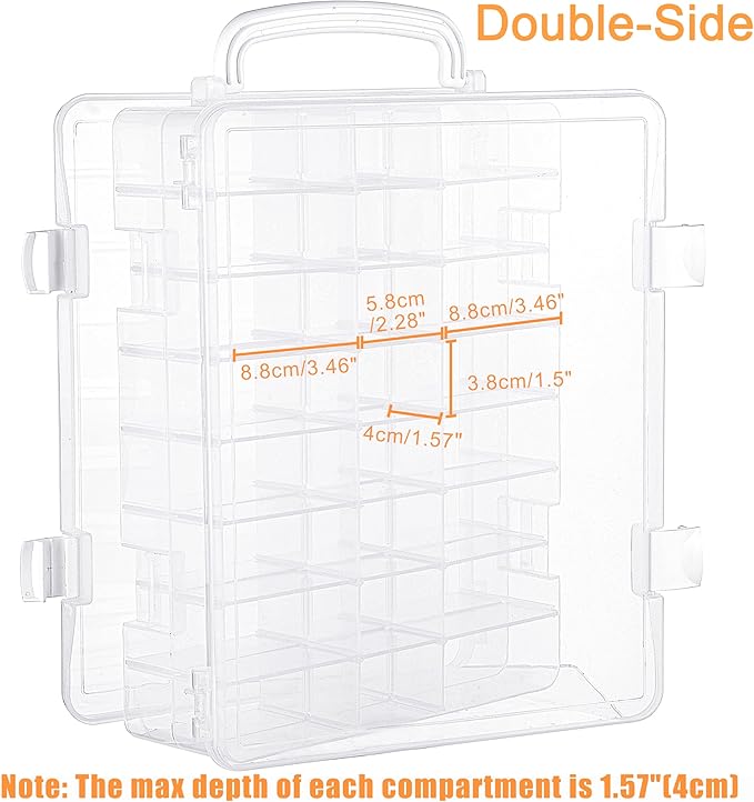 New brothread Double-Sided Storage Organizer/Box with Total 48 Adjustable Compartments, Removable Dividers For Embroidery and Sewing Threads, Embroidery Floss, Needles, Beads, Small Crafts & Toys