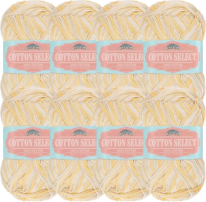 JubileeYarn Cotton Select Yarn - 50g/Skein Sport Weight - Sunflower - 8 Skeins