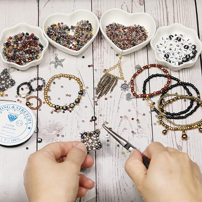 Mixed Colour 4mm Seed Beads, Approx. 1600pcs/110g Per Bag, 6/0 Glass Craft Beads for Adult DIY Jewelry Making, Earrings, Bracelets & Necklaces（Mixed Colour）