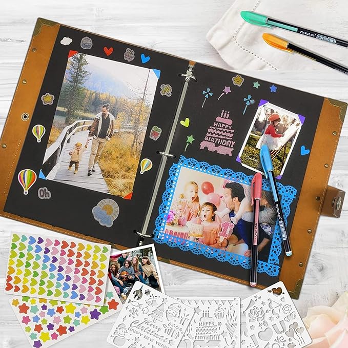 ZEEYUAN DIY Scrapbook Photo Album 60 Pages PU Leather Memory Photo Book 8.5x11 inch, Vintage Family Scrap Book Travelling Journal Scrapbook Scrapbooking Kits Gift for Couples Anniversary Birthday