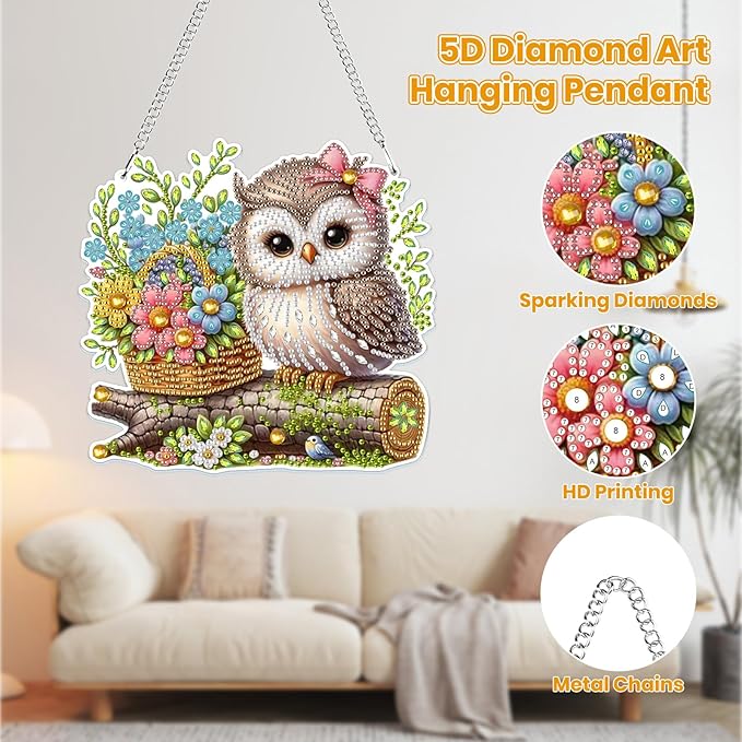 MOGTAA Hanging Diamond Art Painting Pendant Kits, 5D Special Shape Diamond Art Kits for Adults, Bird Crystal Rhinestones Diamond Painting Landscape Gem Art for Home Decor