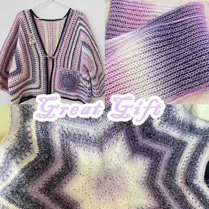 Yarniss Gradient Cake Yarns 4 Pack of 100g(3.52oz), Cake Yarn for Crocheting & Knitting,Soft Cake Rainbow Cotton Yarn for Sweater,Shawl,Scarf-Purple Gradient