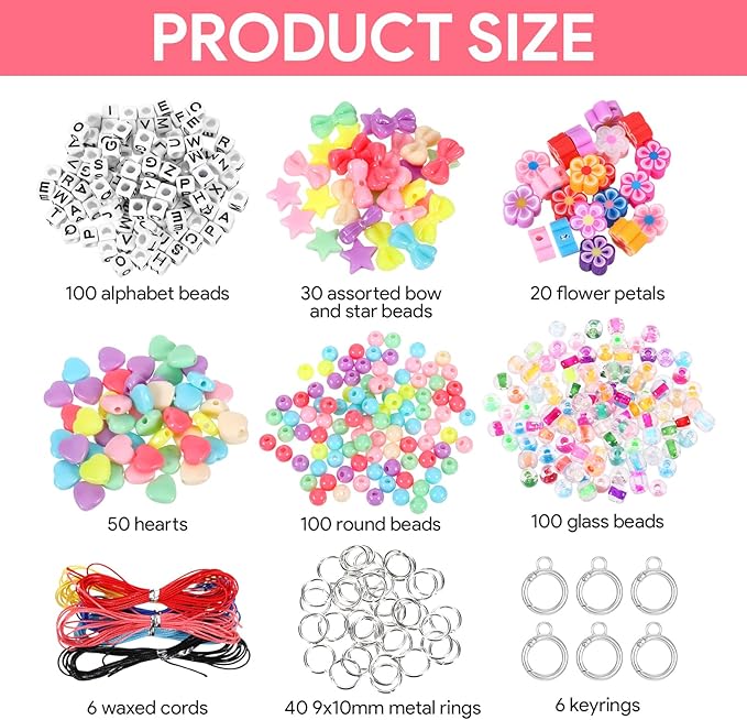 452 Pcs Keychain Making Kit Lip Gloss Bracelet Making Kit for DIY Crafts Supplies, Charms Friendship Bracelet Beads Keychain Rings Bulk, Jewelry Making Kit for Key Chain Gifts Birthday Christmas