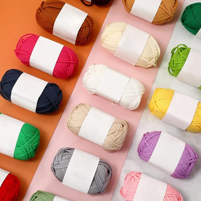 Timgle 24 Pcs Crochet Yarn for Beginners 2100 Yards Cotton for Crocheting and Knitting Soft 24x50g in Total Cotton Nylon Blend Easy Yarn for Knitting Crochet Crafts Project (24 Colors)