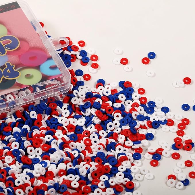 4000 Pcs Clay Beads for Bracelets Making, Polymer Spacer Flat DIY for Jewelry Necklace Earring Making Kit, Preppy Aesthetic Heishi Heshie Thin Disk Beads Assortments Set 4 6 8MM (3 Color, 6MM)