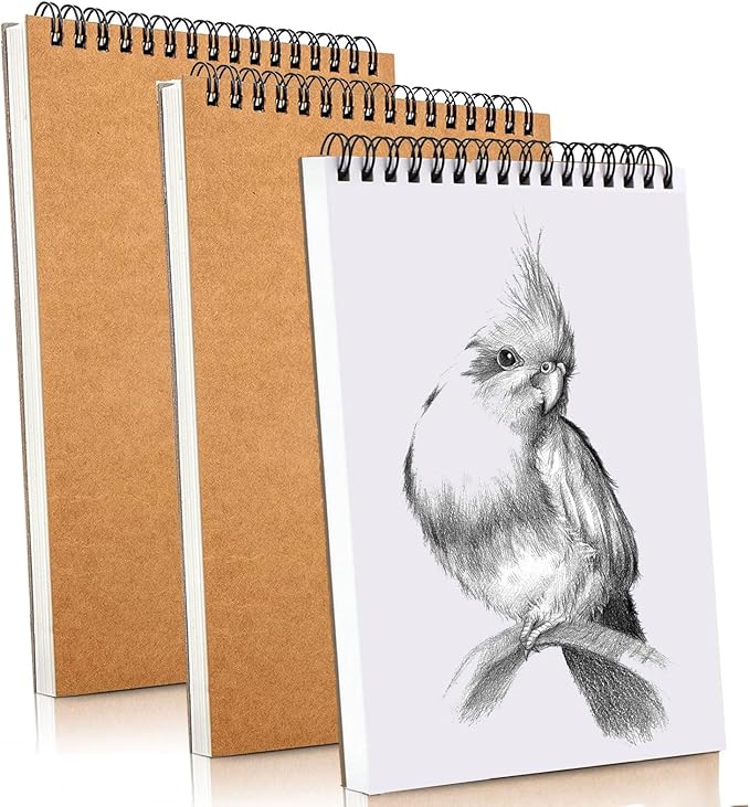Mixed Media Sketch Pad,5.5" x 8.5" Spiral Bound (98lb/160gsm), 90 Sheets, Pack of 3, Durable Acid Free Sketchbook Hardcover Sketchbook, for Wet and Dry Media, Drawing, Painting (3 Pack- 5.5"X8.5")