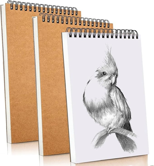Sketch Book Pad, Drawing Paper 9" x 12" Spiral Bound (98lb/160gsm), 90 Sheets, Pack of 3, Durable Acid Free Sketchbook for Painting (3 Pack- 9"X12")