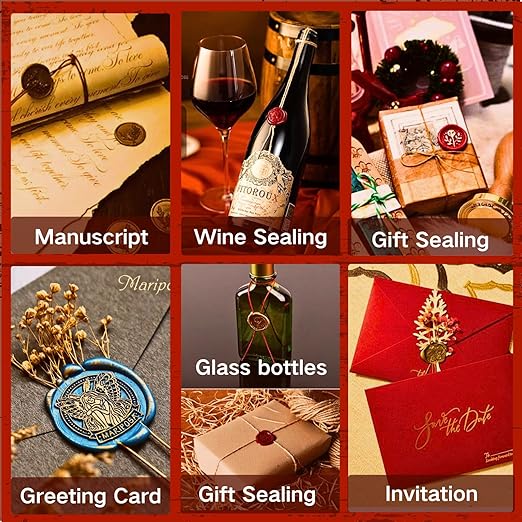 xxxHOLIC Wax Seal Kit with Copper Stamp – 624 Beads in 24 Colors, Smokeless & Crack-Resistant Wax Seal Set with Melting Station & Gilding Pens for Wedding Invitations & Gift Wrapping