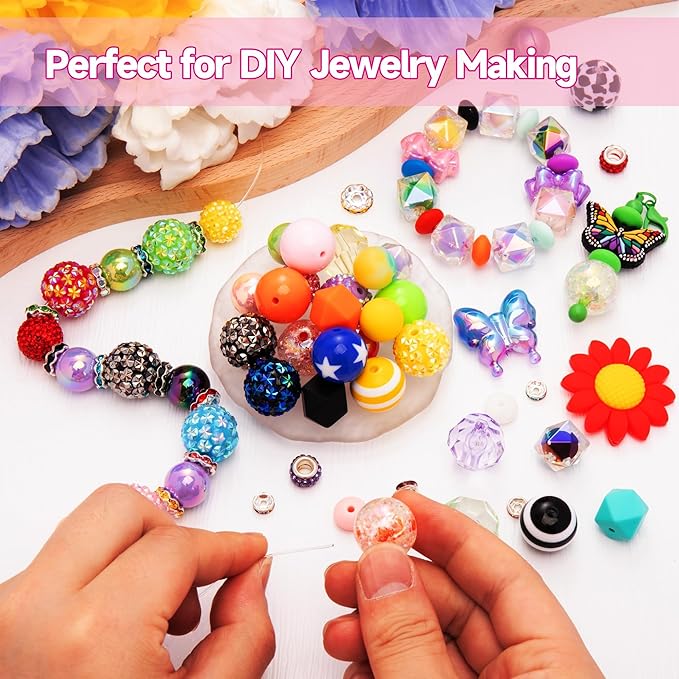 280 Pcs Beads for Pens, Bubblegum Beads Mixed Crystal Resin, Bead for Beadable Pen, Perfect for Pen Decorations, Keychains, Bracelets, and Jewelry Making