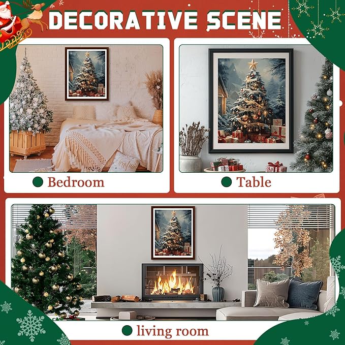 EMIEAUFG Christmas Diamond Art Kits for Adults, Christmas Tree Diamond Paiting Kit for Beginners, 5D DIY Round Full Drill Craft Diamond Dot Gem Art, Home Wall Decor 12" x 16"