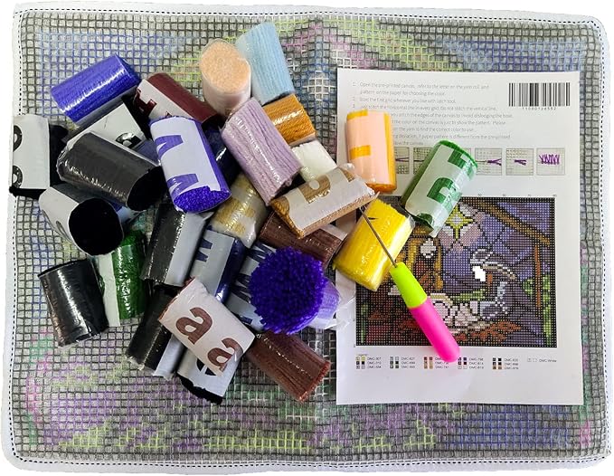 MIAOLLUN Latch Hook Kits Rug, 3D Pattern Printed Canvas Crochet Needlework Crafts Floor DIY Latch Kits for Adults Beginners 20.4" X 15" (52X38cm)