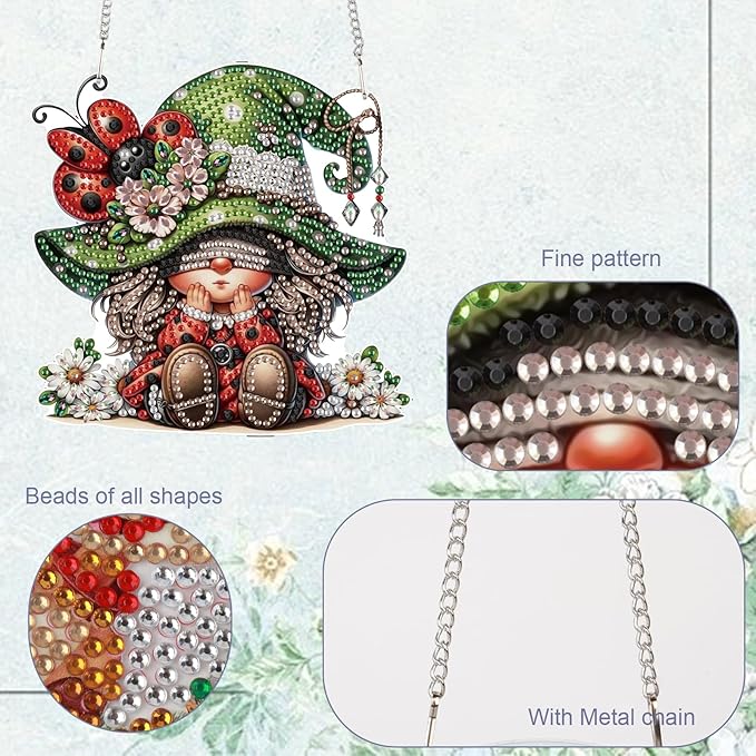 TDFERAN Diamond Painting Pendant Dwarf DIY Diamonds Art Ornament Kits Window Pendant, Diamant Painting Hanging, Suncatcher, Diamant Art Hanging for Wall Home Decor
