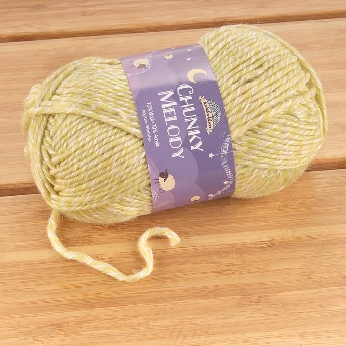 JubileeYarn Chunky Melody Yarn - 100g/Skein Bulky Wool Blend - Baby Key Lime - 4 Skeins