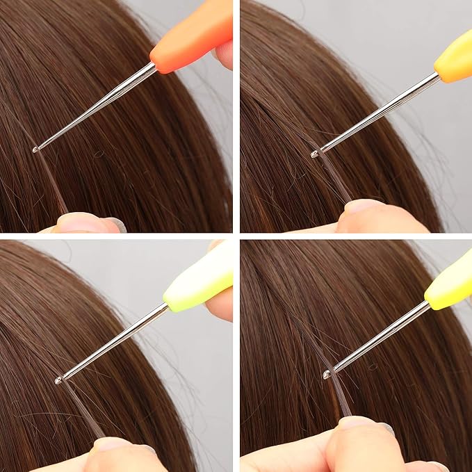 WILLBOND 4 Pieces Hair Highlighting Needles Small Crochet Hooks Precision Metal Needles Crochet Knitting Hooks with Soft Handles, 1 Mm, 1.25 Mm, 1.5 Mm, 1.75 Mm, 4 Colors