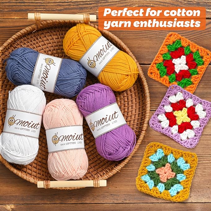 15 Pack 100% Milk Cotton Yarn for Crocheting, 750g/1968.5yd Baby Yarn for Crocheting Soft, Fuzzy 5 Ply Cotton Crochet Amigurumi Yarn for Puzzle/Clothes&Crafts(Set A)