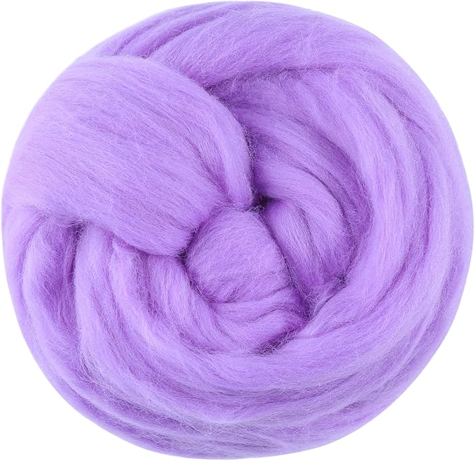 3.53oz Wool Roving, Wool Felting Supplies, Pure Wools, Chunky Yarn, Spinning Wool Roving for Needle Felting Wet Felting DIY Hand Spinning (Lavender)