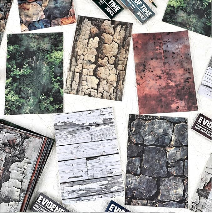 150 Sheets Rustic Textures Vintage Scrapbook Paper, 3.7x5.5 Inch, 5 Assorted Set Background Decorative Paper Ephemera for Junk Journaling Supplies, Scrapbooking, Collage