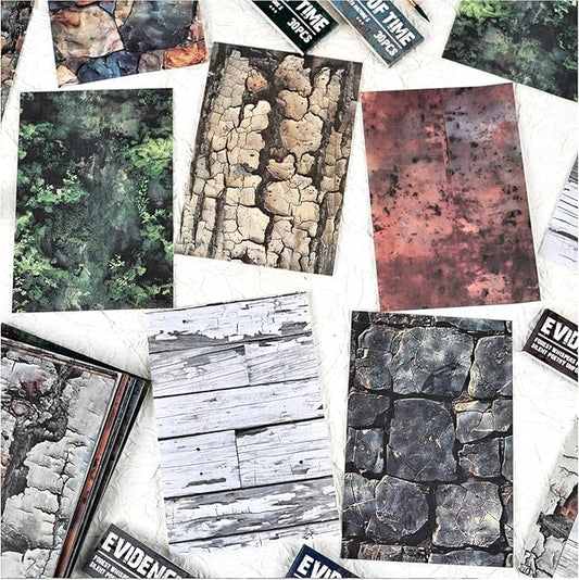 150 Sheets Rustic Textures Vintage Scrapbook Paper, 3.7x5.5 Inch, 5 Assorted Set Background Decorative Paper Ephemera for Junk Journaling Supplies, Scrapbooking, Collage