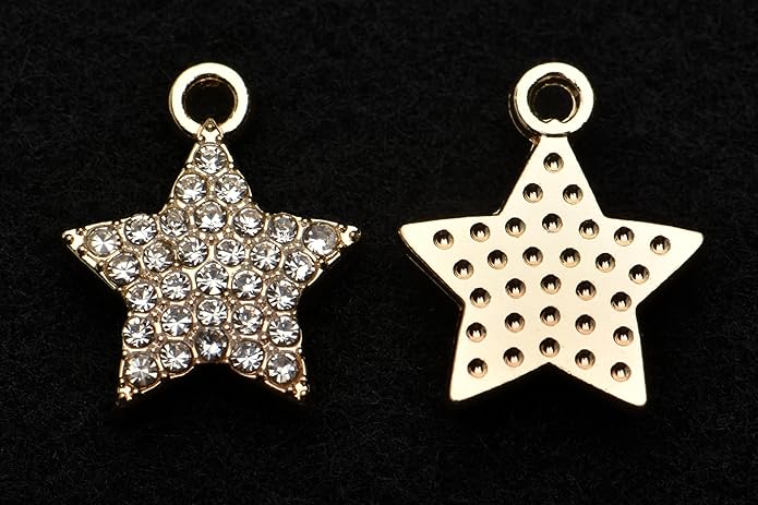 Pack of 20 Rhinestone Charms Gold Plated Pendants Pave Crystal Accessories for Necklace Bracelet Jewelry Making DIY Crafting