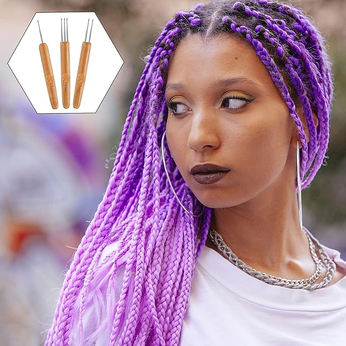 AUGSUN Dreadlock Crochet Hook Tool,Braid Hair Dreadlocks Needle, Interlocking Tool for Locs,Weaving Crochet for Braid Craft Knitting Needles (1.0mm)