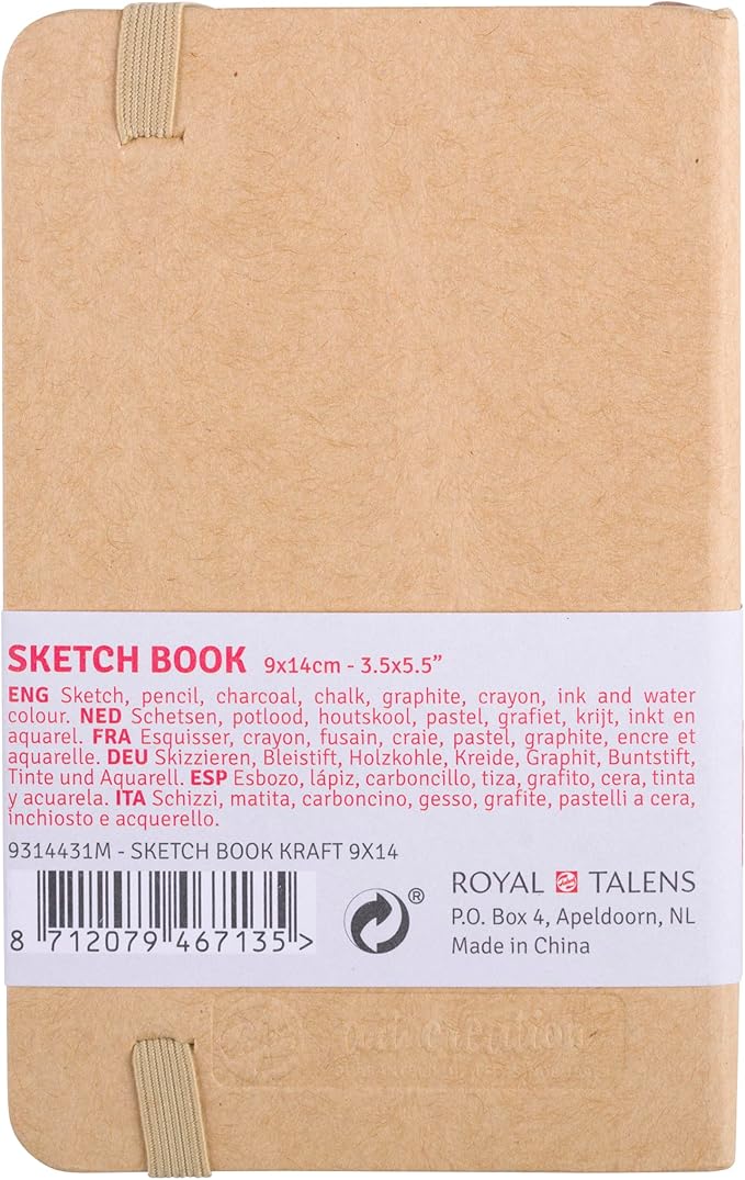 talens japan talens art creation t9314-431m 452159 art creation sketchbook, drawing notebook, 3.5 x 5.5 inches (9 x 14 cm), kraft paper