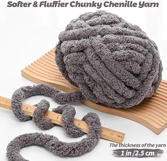 10 Pack Jumbo Chenille Yarn for Crocheting, #10 Super Bulky Baby Soft Yarn for Hand Knitting, 220 yds /70.5 oz Fluffy Chunky Knit Throw Blanket Yarn (Red)
