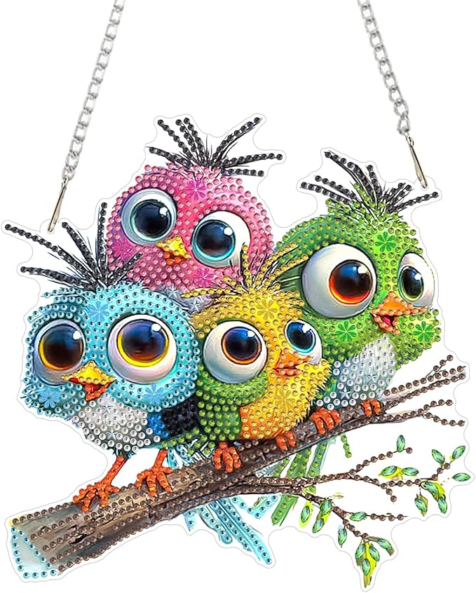 MAXBYE Diamond Art Painting Kits Hanging Bird Pendant, DIY 5D Special Shaped Animal Gem Art Craft Diamond Dots for Adults and Home Window Door Decor