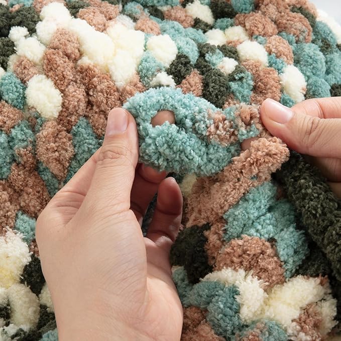 MABOZOO Tie Dye Chunky Yarn for Crocheting 8 Pack,Fluffy Jumbo Chenille Yarn,Soft Plush Yarn Bulky,Giant Thick Fuzzy Yarn for Hand Knitting or Arm Knitting,Green Multi (26 yds,8 oz Each Skein)