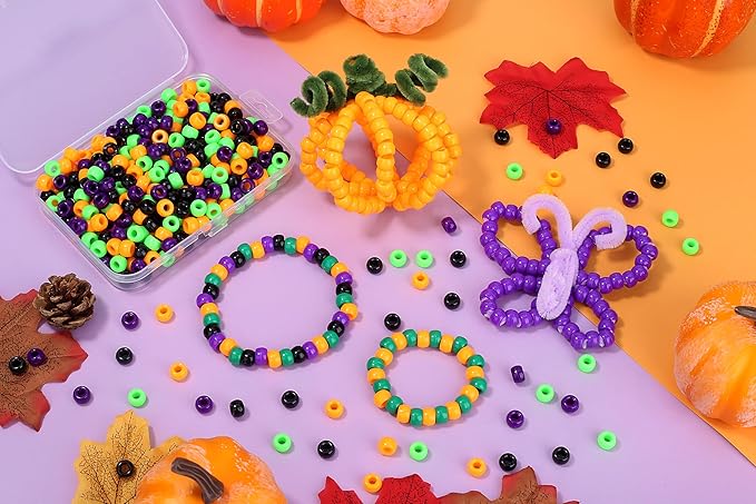 XIANNVXI 10Colours Halloween Pony Letter Beads Set Friendship Bracelet Making 640pcs Orange Purple Green White Letter Pony Beads Bulk