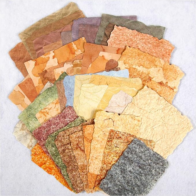 84 Sheets Small Textured Scrapbook Paper and 3D Embossed Collage Paper, Vintage Deckled Edge Paper Ephemera for Junk Journal Supplies, Mixed Media, Card Making, DIY Craft Art