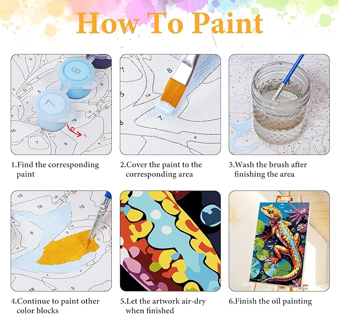 Framed Paint by Numbers Kit for Adults Beginner Animal, Adult Paint by Number Kits on Canvas Framed Chameleon, DIY Acrylic Oil Painting by Numbers with Frame, Perfect for Home Decor 8 X 12 Inch