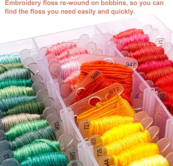 INSCRAFT Embroidery Floss Kit, 364 Pack Embroidery Cross Stitch Kit with 200 Colors Friendship Bracelets Floss and Cross Stitch Tools for Embroidery and Friendship Bracelet String Make