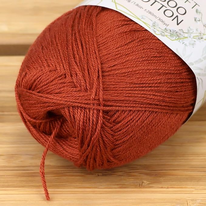 JubileeYarn Baby Soft Bamboo Cotton Yarn - 50g/Skein - Gingerbread - 4 Skeins