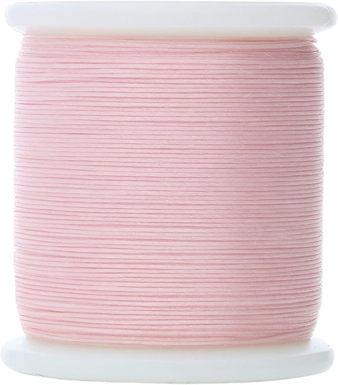 KO Nylon Beading Thread, Baby Pink Color, Japanese Pre-Waxed 100% Nylon, 330TEX, Tangle Resistant Knotting Cords, 50m /55 yds Spool, Use for Seed Bead Projects, Loom Work & Bead Weaving
