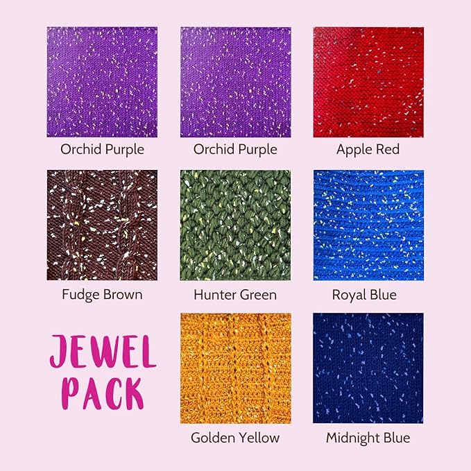 Tweed Twinkles Soft Baby Yarn for Crocheting, 8-Pack (696Yds / 400G), Free Patterns - Acrylic Baby Blanket Knitting Yarn with Flecks - Size 3 DK Light Worsted Weight - Jewel Pack