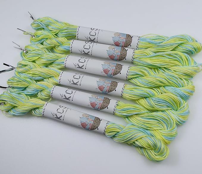 KCS Big skeins of 25 Meters Size 25 Color Variegated Cross Stitch Stranded Threads,6 skeins,4060
