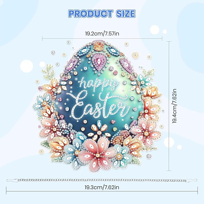 MOGTAA Easter Egg Diamond Art Hanging Kits for Adults Beginners, Flowers Diamond Art Suncatchers, 5D Special Shape Diamond Painting Window Pendant Kit for Home Garden Wall Decor
