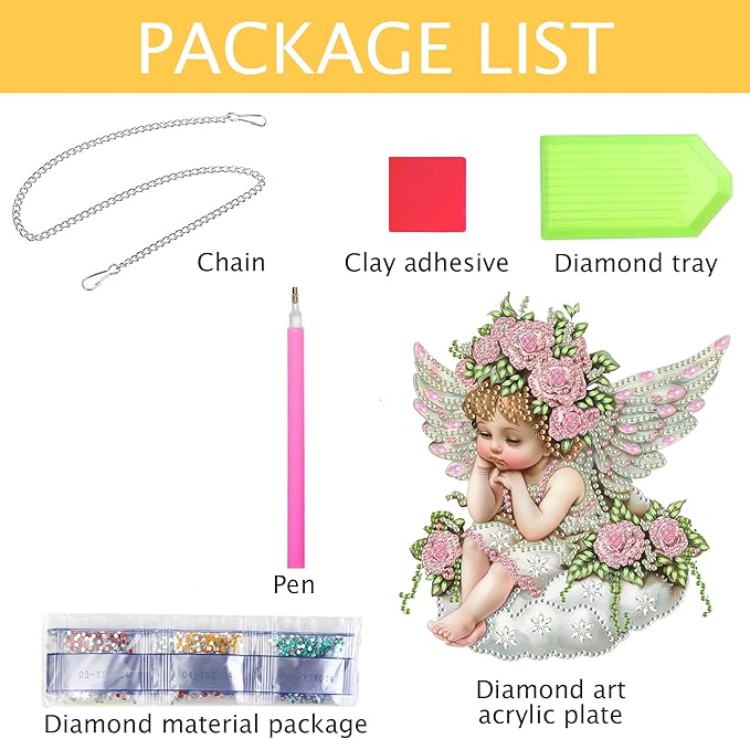 Kaliosy Sun Catcher Angel Window Hanging Ornament - Outdoor Porch Decor, Flowers Themed Diamond Art Ornament, Acrylic Board Diamond Painting for Wall Home Garden, Front Door Sign, Indoor Decor 8x8inch
