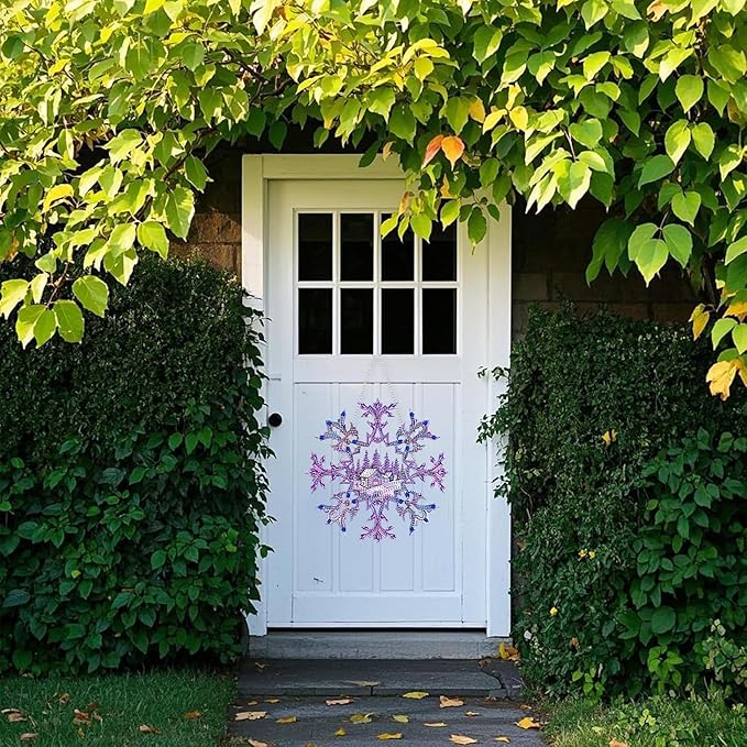 Zariocy Sun Catcher Window Hanging Diamond Art Kits - DIY Snowflake Diamond Painting on Acrylic Board Pendant Ornament for Home, Garden, Wall, Porch, Front Door Sign, Christmas Decor 8x8 inch