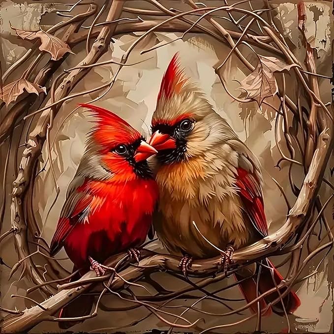 CZYWJMEI 5D Diamond Painting Kits for Adults Beginners,DIY Two Bird Diamond Art,Full Round Drill Diamond Dot Gem Art Kits,Home Wall Decor 13.7x13.7 Inch