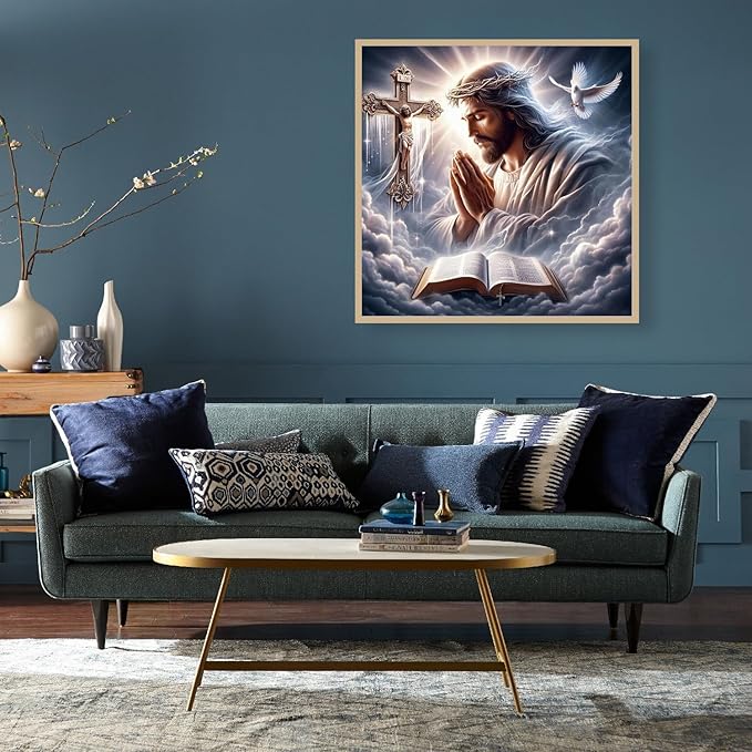 ARPADAMO Square Diamond Art Kits for Adults-Jesus Square Drill Diamond Painting,Square Diamond Art,DIY Religion Gem Art Kits for Adults and Crafts for Gifts and Home Wall Decor 12x12inch