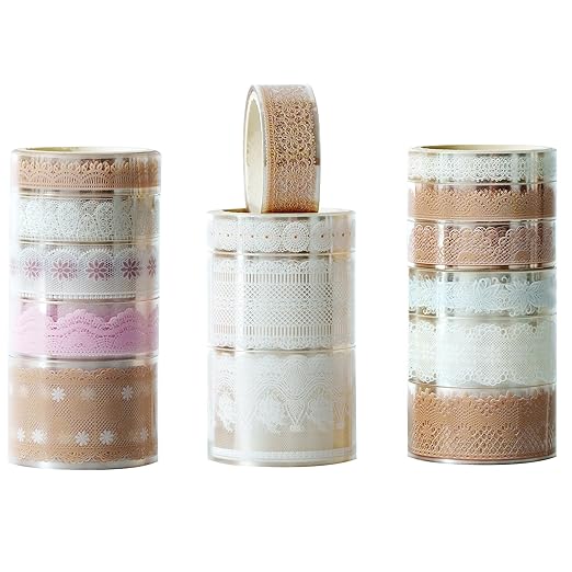 15 Rolls Lace Patterns PET Tapes Floral Arts Decorative Tape Set Adhesive Transparent Masking Tapes for DIY Craft, Kids, Scrapbook, DIY, Gift Wrapping, Journal (1-Moonlit Veil)