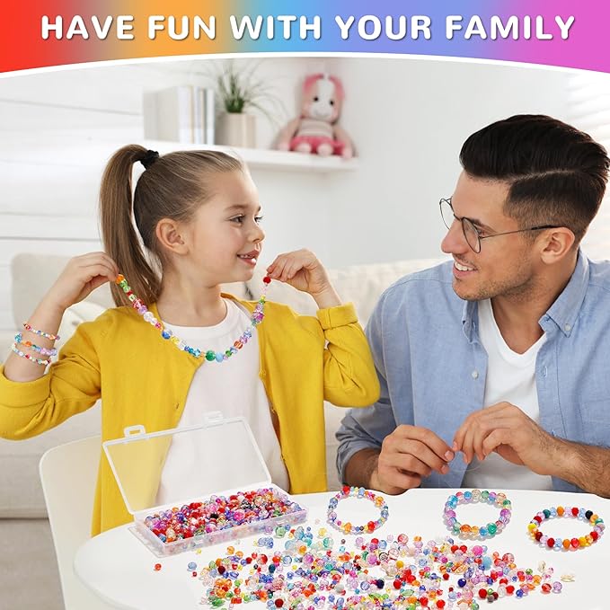 1000PCS Multicolor Glass Beads Rainbow Crystal DIY Bracelets Beads for Jewelry Necklace Wristband Earring Key Chain Crafts Kit (Colorful)