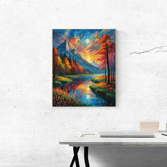 ldazao Mountain Paint by Numbers Kit for Adults Beginner Landscape Adult Paint by Number Kits On Canvas Adults' Paint-by-Number Oil Painting Kits for Gift Home Wall Decor 16x20 Inch
