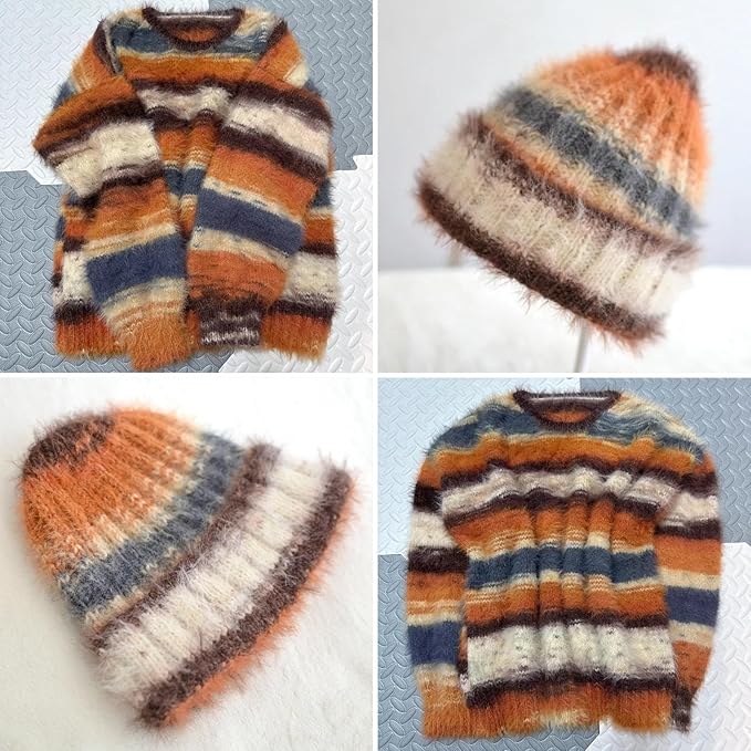 Snowbaby Wool Acrylic Blend Long Pile Yarn,(Worsted) Warm and Luxurious Fuzzy Yarn for Knitting and Crocheting DIY Hats Scarves Sweaters, 2 * 3.52oz/100g 207yds(59-Sunset Twilight)
