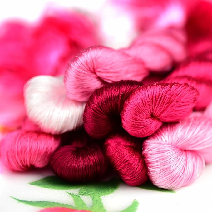 Natural 100% Silk Thread, Handmade Embroidery Thread Silk Floss 8 Colors 110m Each (09)
