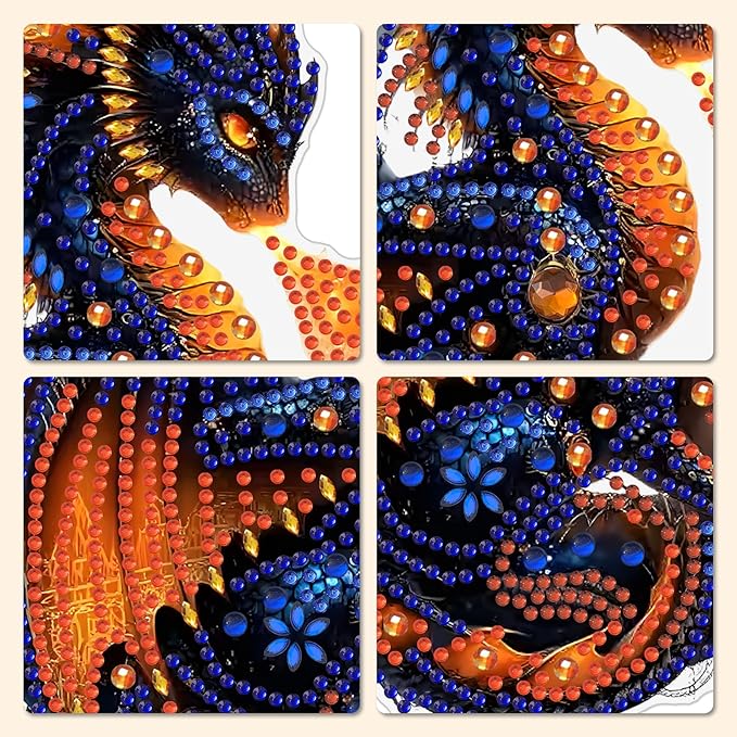 MXJSUA Dragon Diamond Art Hanging Kits for Adults Beginners, Crystal Diamond Suncatchers, Special Shape Diamond Painting Pendant Window Ornament Gifts for Home Garden Door Wall Decor