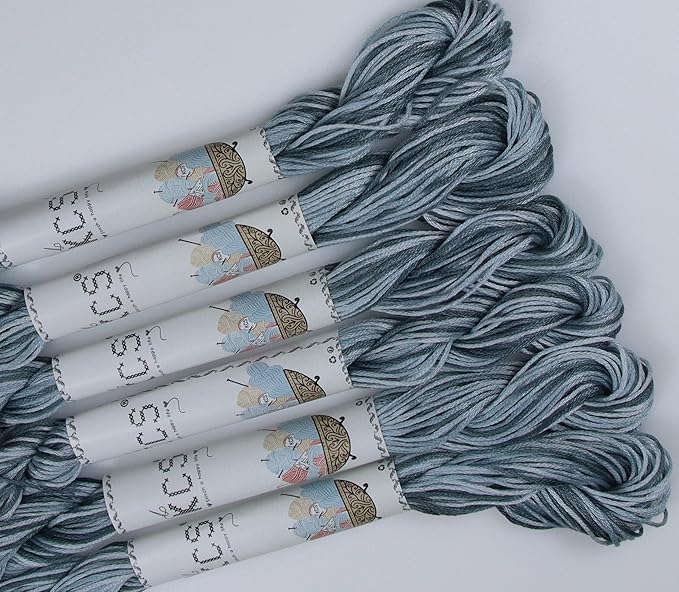 KCS Big skeins of 25 Meters Size 25 Color Variegated Cross Stitch Stranded Threads,6 skeins,53