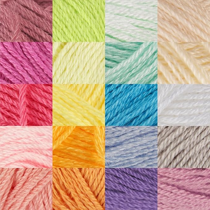 JubileeYarn Baby Soft Bamboo Cotton Yarn - 50g/Skein - Light Assortment - 20 Skeins