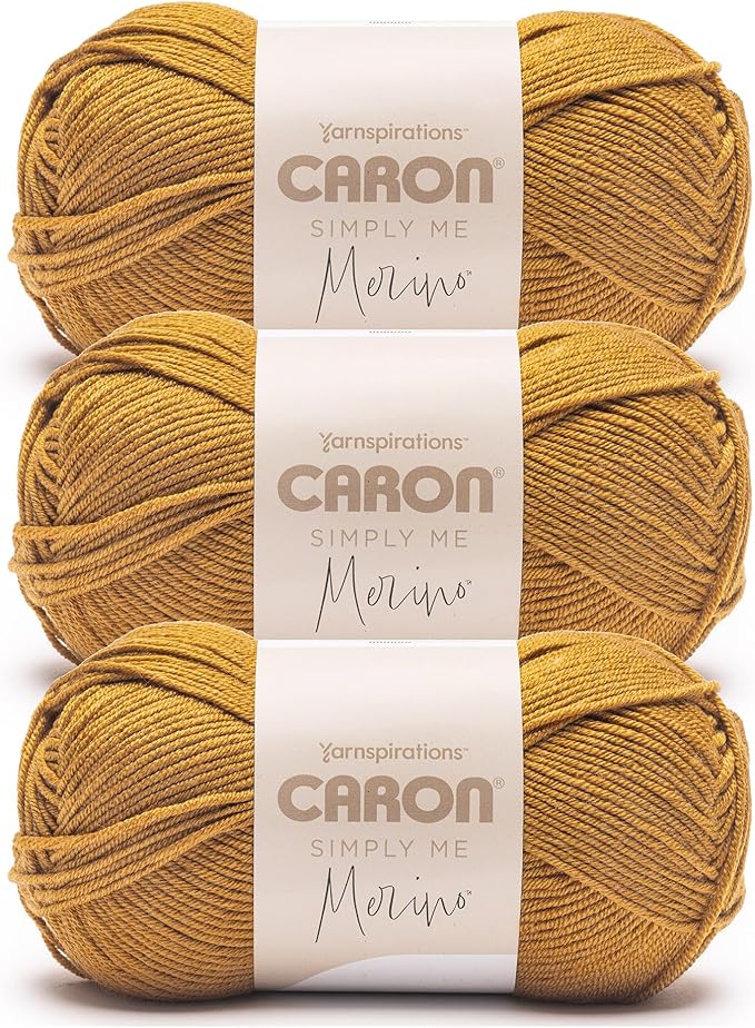 Caron Simply Me Merino Caramel Yarn - 3 Pack of 100g/3.5oz - 50% Acrylic, 50% Merino Wool - #3 DK (Light) - 215 Yards - Knitting/Crochet